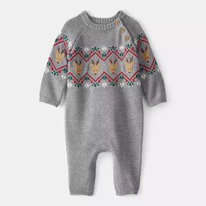 Baby Boy Carter's Fair Isle Long Sleeve Jumpsuit Reindeer Size: 18 MONTHS